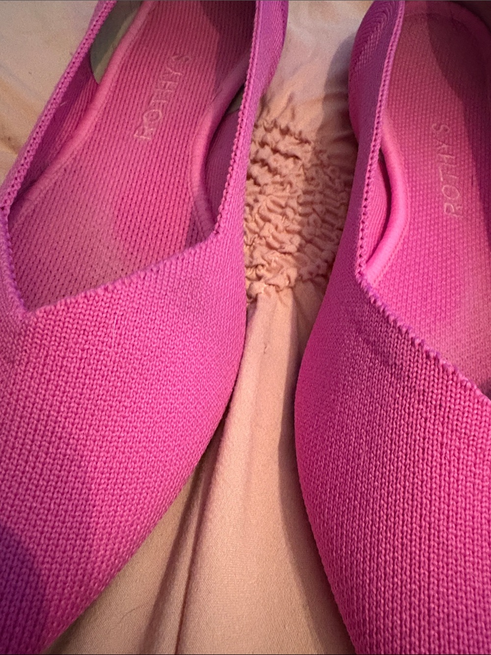 Rothy's Bright Hot Pink Pointed Toe Flats - Picture 4 of 5